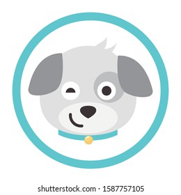Vector flat dog emoji. Gray dog ​​vector.