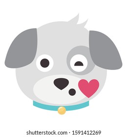 Vector flat dog emoji. Gray dog ​​vector.