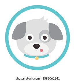 Vector flat dog emoji. Gray dog ​​vector.