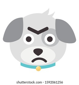 Vector flat dog emoji. Gray dog ​​vector.