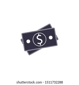 Vector flat dollar icon. Currency bill USD sign. The symbol of cash or electronic money. Banking and financial illustration.