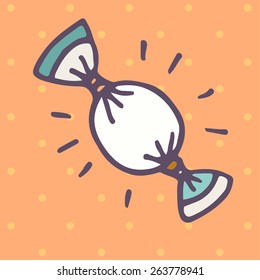 Vector flat doodle icon of candy. Eps10