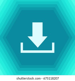 Vector flat download icon on hexagonal background. Business collection 