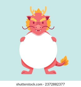 Vector flat dragon chinese new year. cute zodiac animals. Year of the dragon.