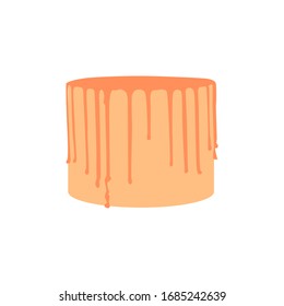 Vector flat drawing of festive cake on a white isolated background. Cartoon for holidays, birthdays, cards, decorations.