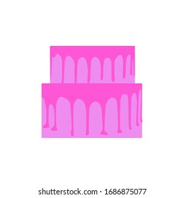 Vector flat drawing of festive cake on a white isolated background. Cartoon 
for holidays, birthdays, cards, decorations.
