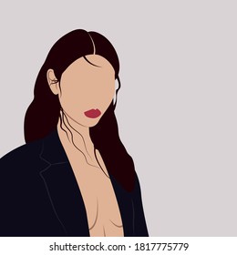 Vector flat drawing portrait of a girl