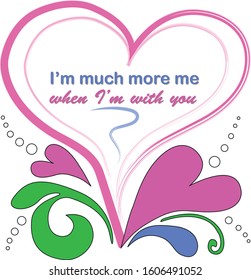 Vector flat drawn illustration, lettering, isolated objects, Valentive day decoration. Lovely, trend style.