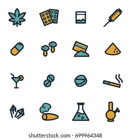 Vector flat drugs icons set on white background