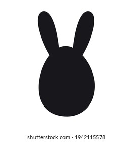 Vector flat Easter egg with rabbit ears silhouette isolated on white background