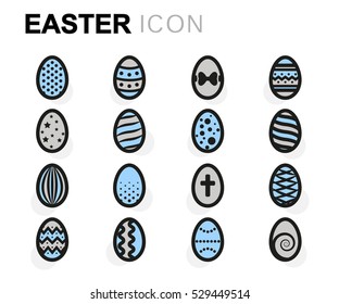 Vector Flat Easter Icons Set On Stock Vector (Royalty Free) 529449514 ...