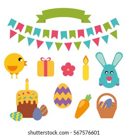 Vector flat easter set icon template
