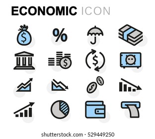 Vector Flat Economic Icons Set On White Background