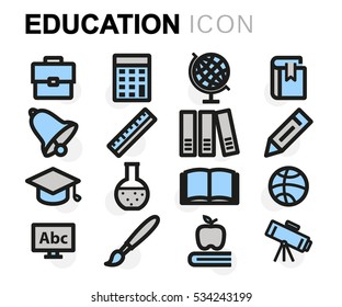 Vector flat education icons set on white background