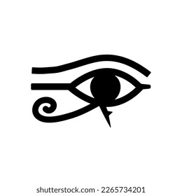 Vector flat Egypt ancient Horus pharaoh eye isolated on white background