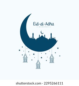 Vektor flach eid al adha bakrid Festival nette Social Media Vorlage mit Moschee