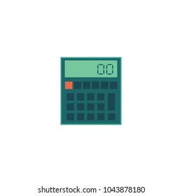 Vector flat electronic calculator icon. Business mathematics accounting financial tool with keyboard buttons. Isolated illustration on a white background.