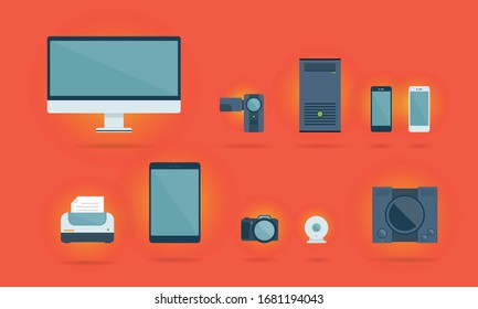 Vector flat electronic device set