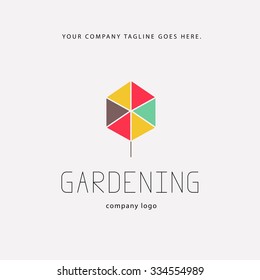 Vector flat elegant logo template for gardening companies. Gardening service brand mark graphic sample. 