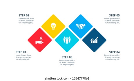 Vector flat elements for infographic. Presentation slide with 5 options or steps.