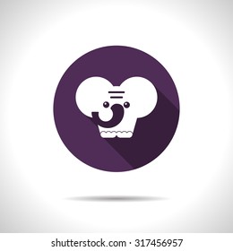 Vector flat elephand icon on color circle 