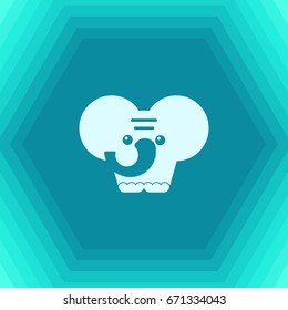Vector flat elephand icon on hexagonal background 