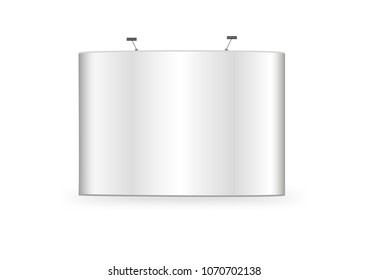 Pop plano de la tensión de la tela del Vector para arriba del soporte de la feria comercial aislado en el fondo blanco