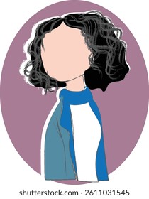 Vector flat faceless illustration of a sexy girl. cute little girl with short black hair.