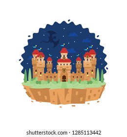 Vector Flat Fantasy Castle Building