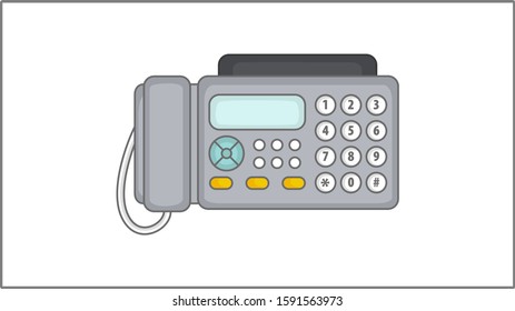 Vector Flat Fax Phone icon. Fax Illustration. Push-button Telephone Drawing.