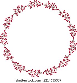 Vector flat festive autumn branches with red berries
