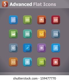 Vector flat file type and format icon set