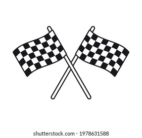 Vector flat finish race crossed flag isolated on white background