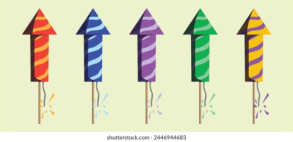 vector flat firework celebration illustration