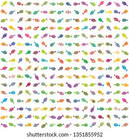 Vector flat fish seamless pattern background template