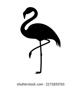 Vector flat flamingo silhouette isolated on white background