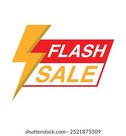 vector flat flash sale logo with lightning image