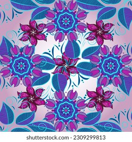 Vector. Flat Flower Elements Design. Colour Spring Theme seamless pattern Background.