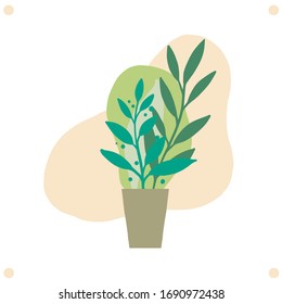 Vector with flat flower in pot