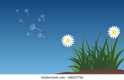 Vector flat of flower at spring collection