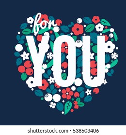 Vector flat flowers, leaves and berries color silhouette background. Creative cute bright beautiful design for stickers, labels, tags, greeting cards, posters and banner design