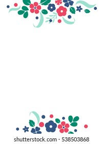 Vector flat flowers, leaves and berries color silhouette background. Creative design illustration for stickers, labels, tags, greeting cards, posters and banner design