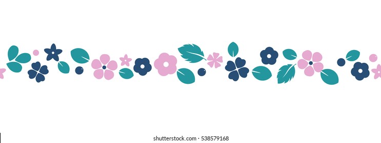 Vector flat flowers, leaves and berries color silhouette ornament. Creative design illustration for stickers, labels, tags, greeting cards, posters and banner design