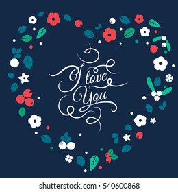 Vector flat flowers, leaves and berries color silhouette background. Creative cute bright beautiful design for stickers, labels, tags, greeting cards, posters and banner design