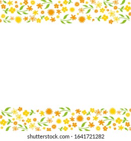 Vector flat flowers and leaves color ornament. Creative design illustration for greeting cards, posters design. Vector illustration on white background.