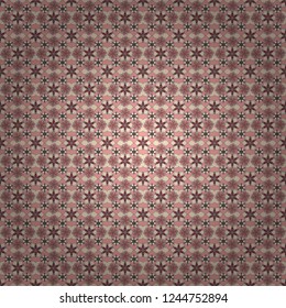 Vector flat flowers and leaves silhouette seamless pattern. Cute design in brown, pink and beige colors for stickers, labels, tags, gift wrapping paper and banner design.
