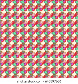 Vector flat flowers and leaves silhouette seamless pattern. Cute design in green and violet colors for stickers, labels, tags, gift wrapping paper and banner design.