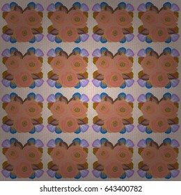 Vector flat flowers and leaves silhouette seamless pattern. Cute design in green and violet colors for stickers, labels, tags, gift wrapping paper and banner design.