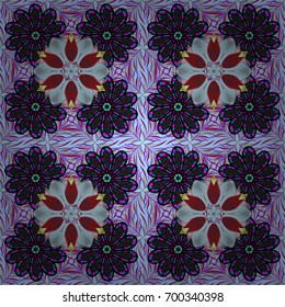 Vector flat flowers seamless pattern. Design gift wrapping paper, greeting cards, posters and banner design. Flowers on colorful background.