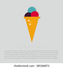 Vector flat food icon. Ice cream